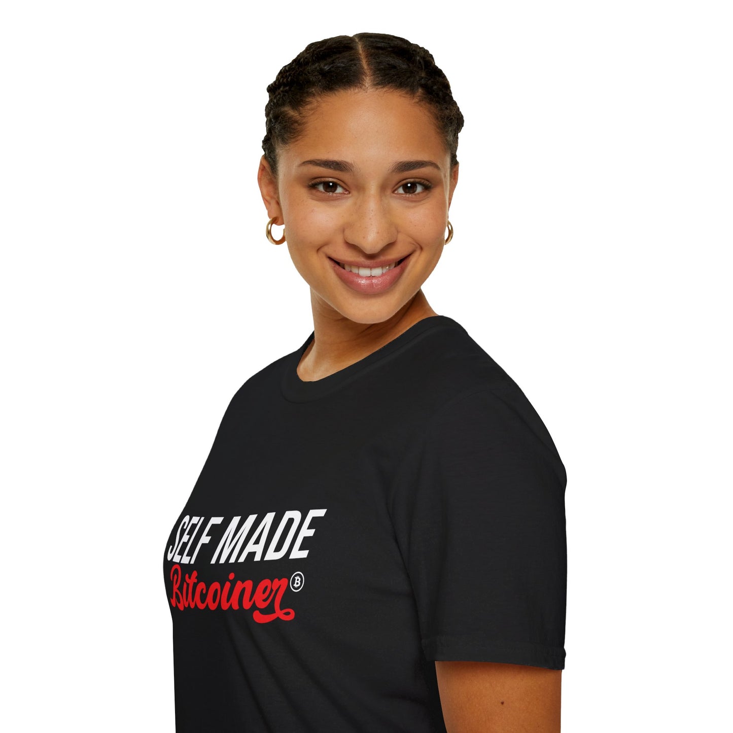 SELF MADE Bitcoiner Black T-Shirt w HODL and Diamonds on back (Crypto Currency, Bitcoin, T-Shirt)