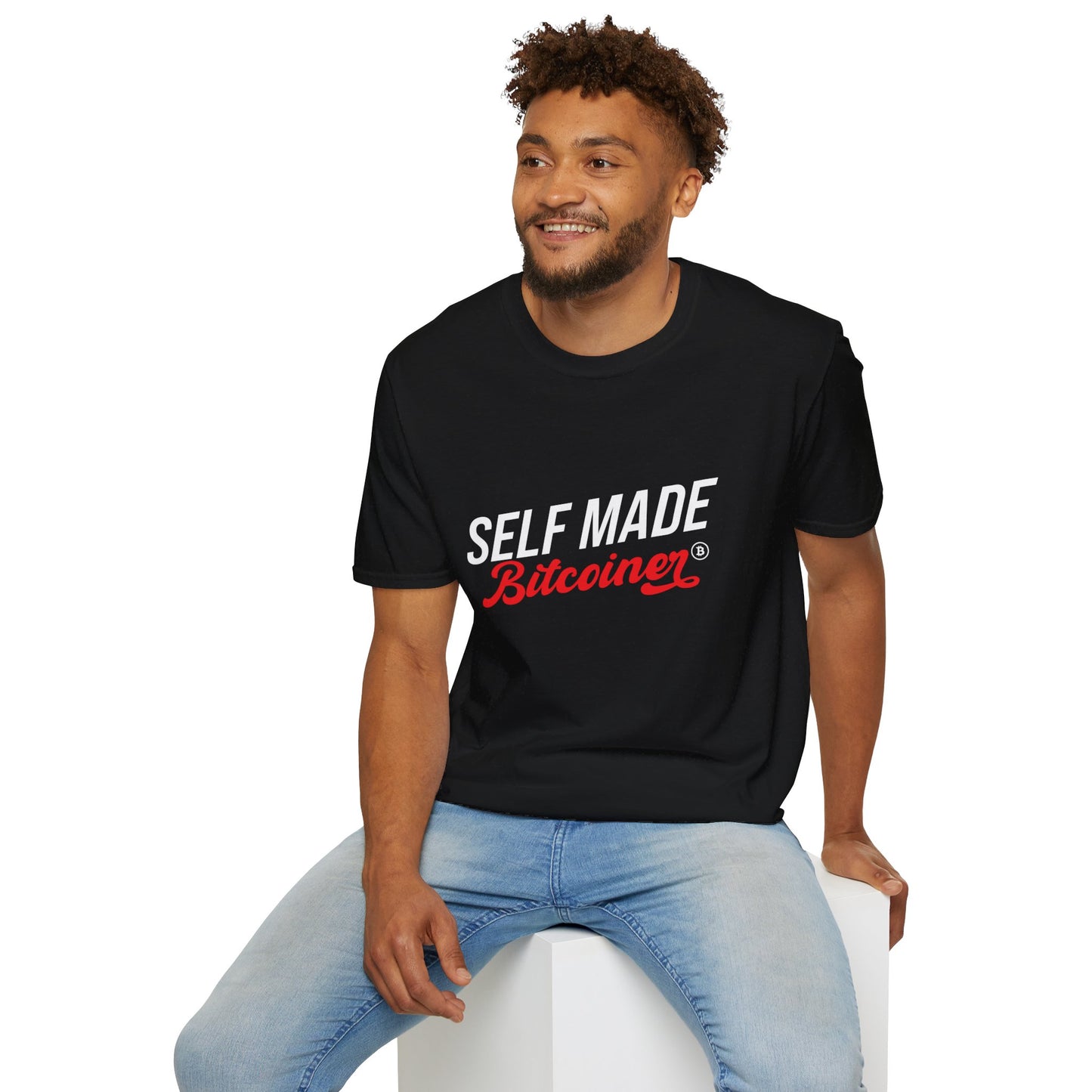 SELF MADE Bitcoiner Black T-Shirt w HODL and Diamonds on back (Crypto Currency, Bitcoin, T-Shirt)