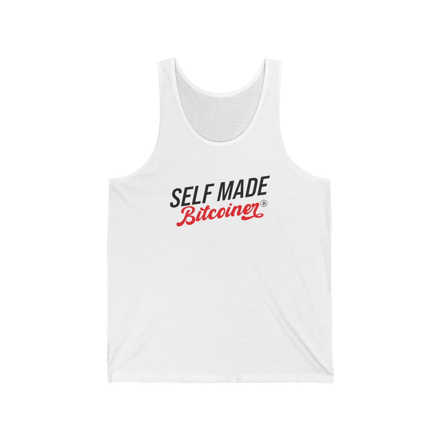 Self Made Bitcoiner White Jersey Tank w/ HODL with Diamonds on back (Crypto Currency, Bitcoin, Tank Top)