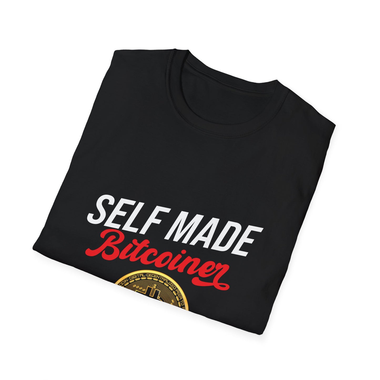 SELF MADE Bitcoiner Black T-Shirt w Bitcoin Logo & HODL with Diamonds on back (Crypto Currency, Bitcoin, Fathers Day, Hoodie)