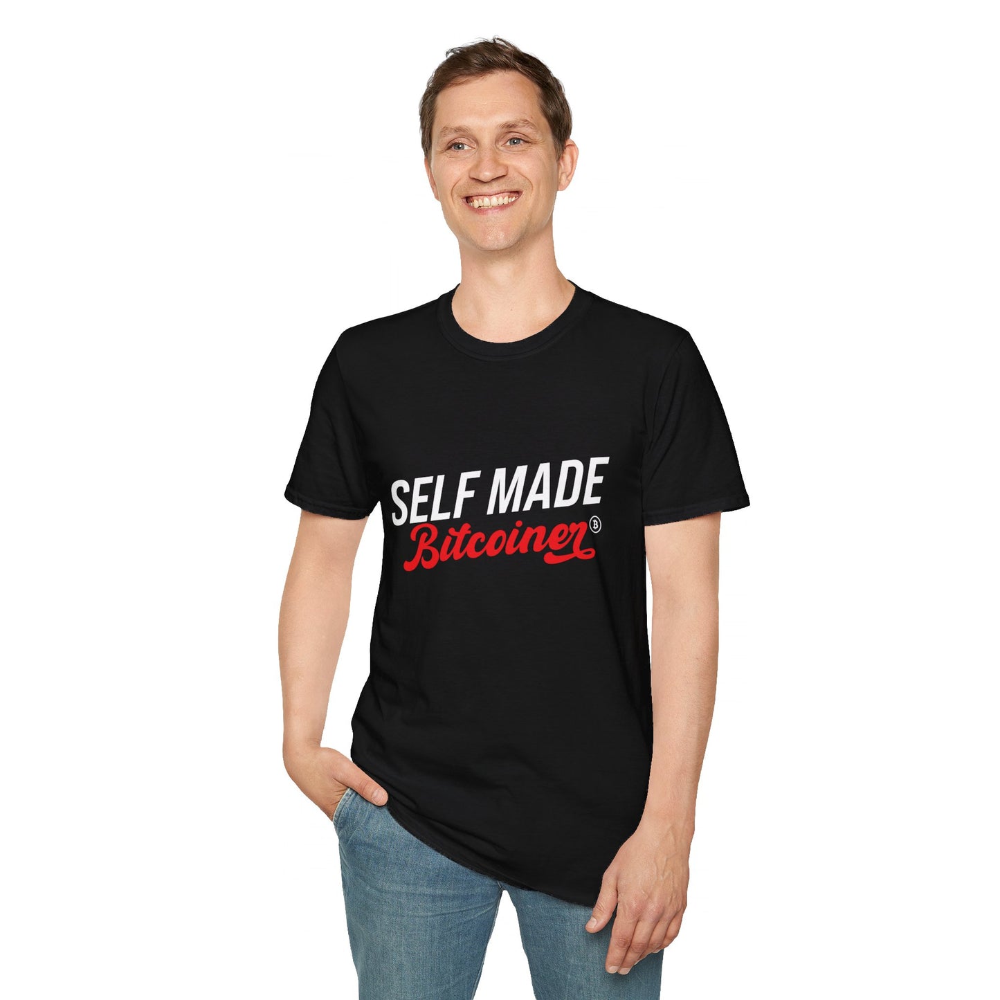 SELF MADE Bitcoiner Black T-Shirt w HODL and Diamonds on back (Crypto Currency, Bitcoin, T-Shirt)