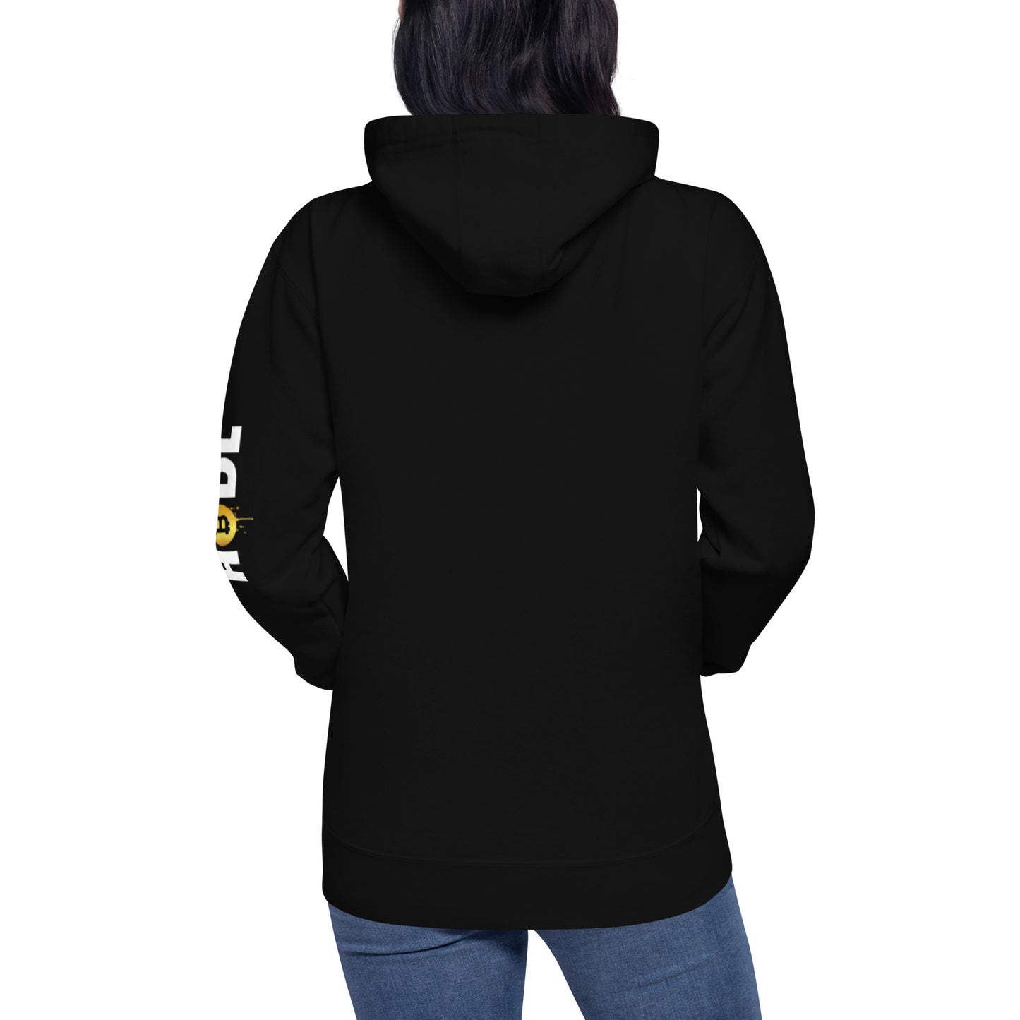 Self Made Bitcoiner Black hoodie with HODL on left sleeve (Unisex Hoodie)