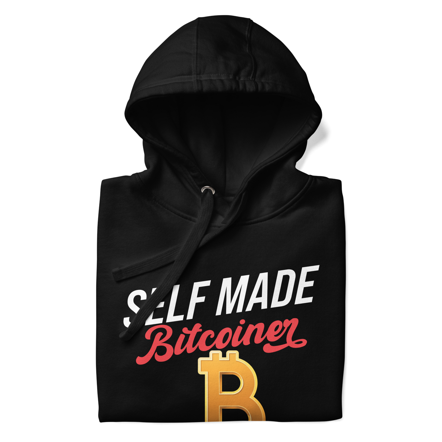 SELF MADE Bitcoiner Black Hoodie Sweatshirt w Bitcoin Logo & HODL with Diamonds on lf. sleeve (Crypto Currency, Bitcoin, Hoodie, Fathers Day)