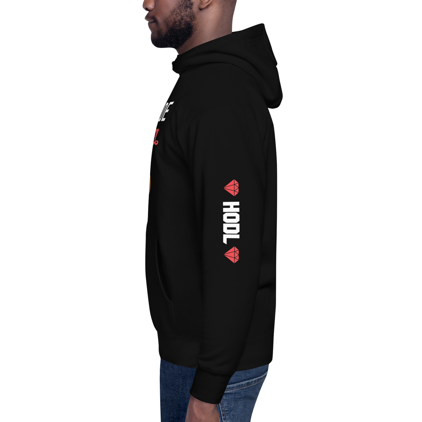 SELF MADE Bitcoiner Black Hoodie Sweatshirt w Bitcoin Logo & HODL with Diamonds on lf. sleeve (Crypto Currency, Bitcoin, Hoodie, Fathers Day)