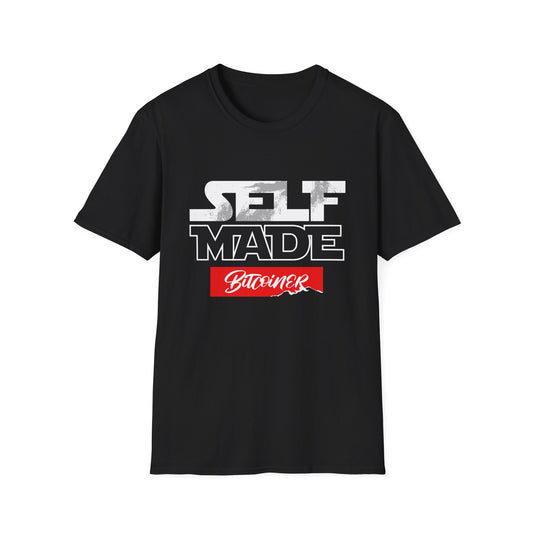 SELF MADE Black Bitcoiner T-Shirt & HODL on back (Unisex Softstyle T-Shirt)