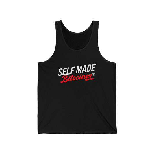 Self Made Bitcoiner Black Jersy Tank w/ HODL with Diamonds on back (Crypto Currency, Bitcoin, Tank Top)