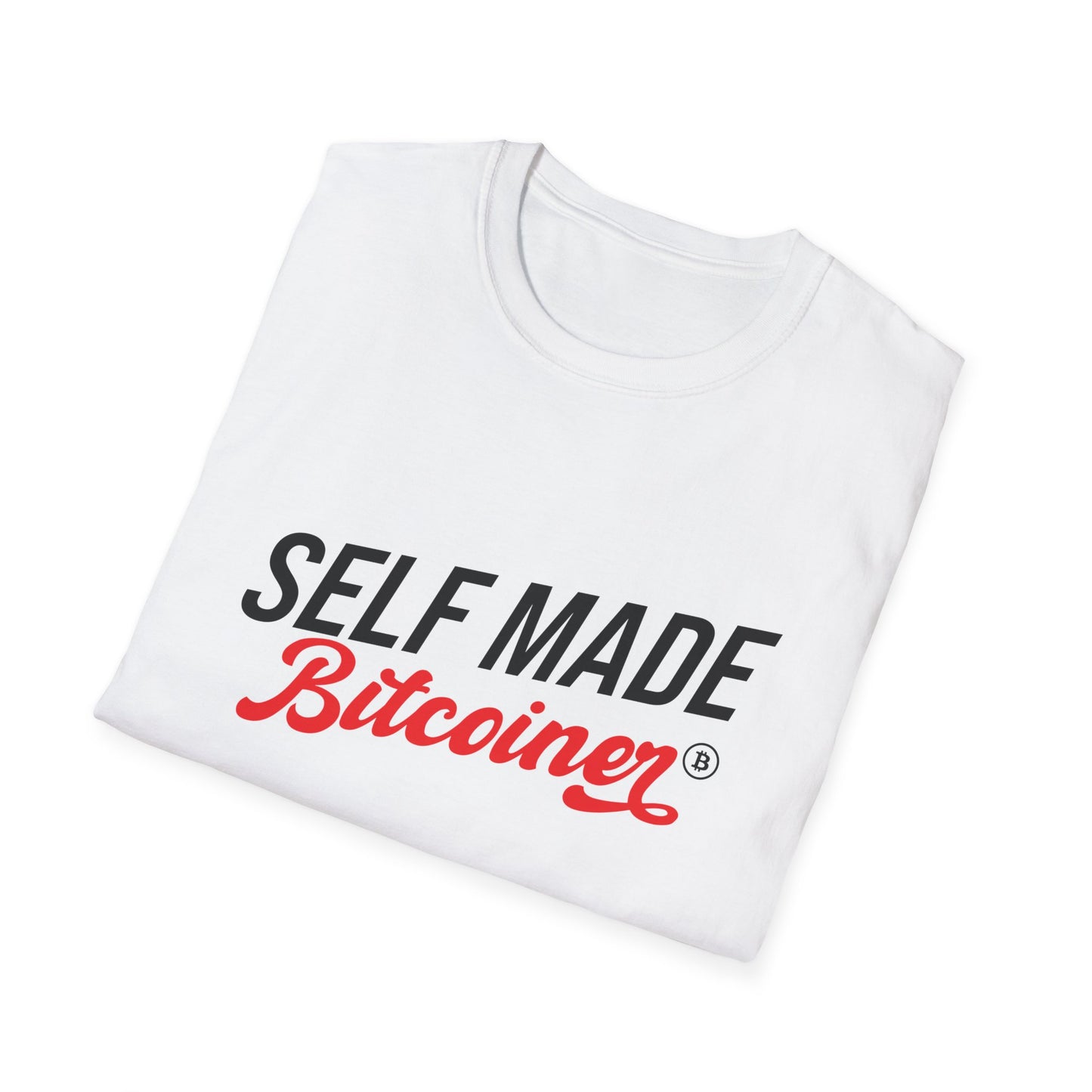 SELF MADE Bitcoiner white T-Shirt w HODL and Diamonds on back (Crypto Currency, Bitcoin)