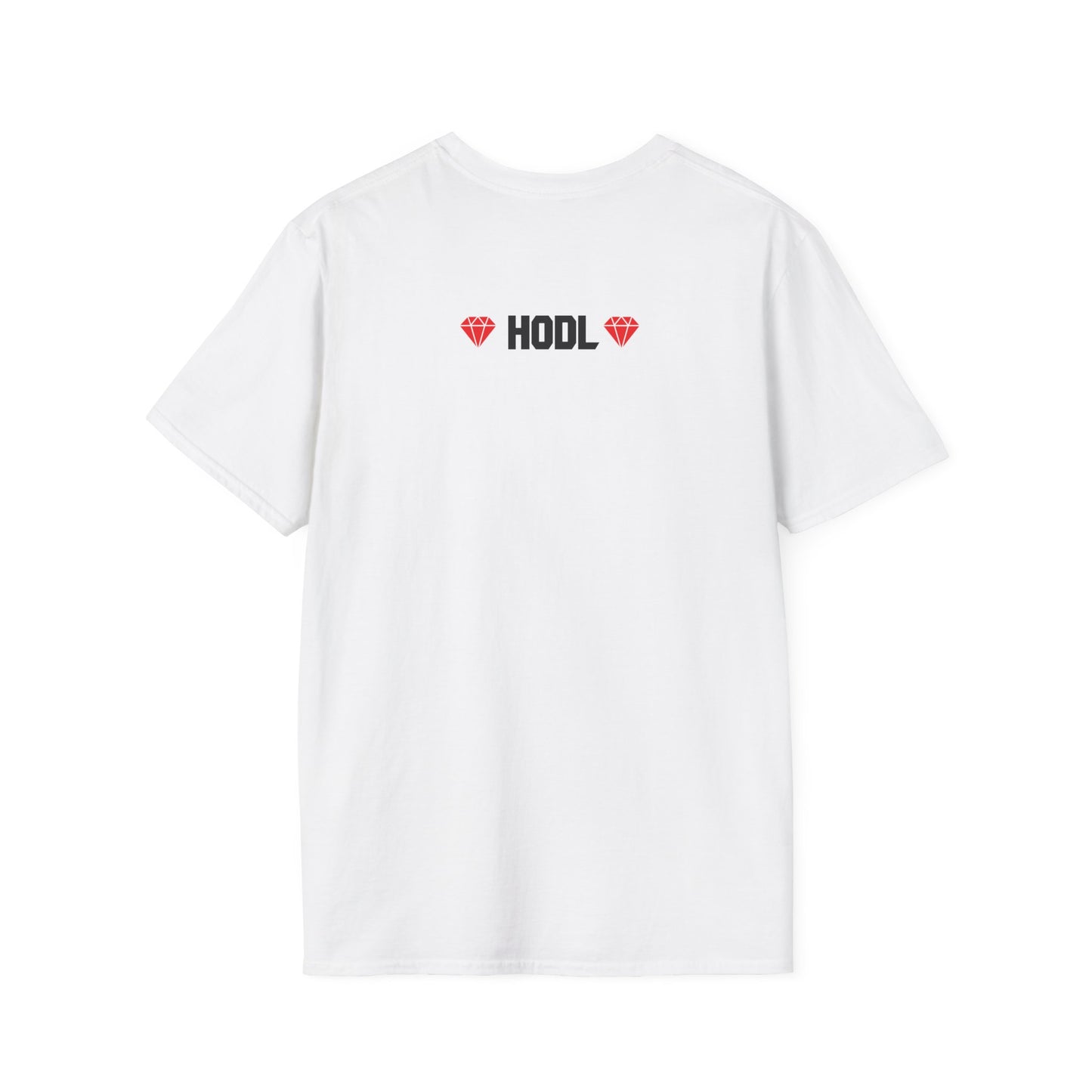 SELF MADE Bitcoiner white T-Shirt w HODL and Diamonds on back (Crypto Currency, Bitcoin)