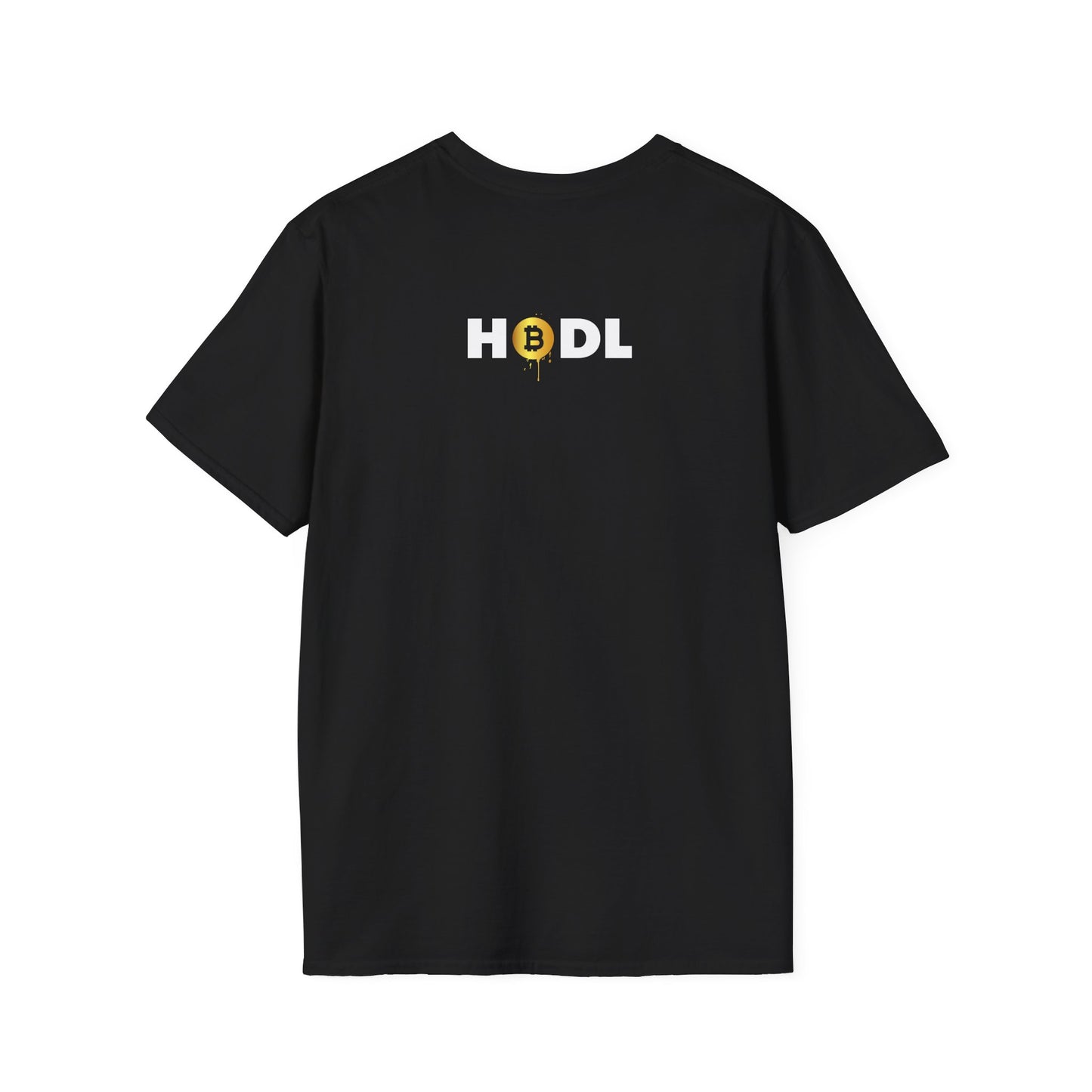 SELF MADE Black Bitcoiner T-Shirt & HODL on back (Unisex Softstyle T-Shirt)