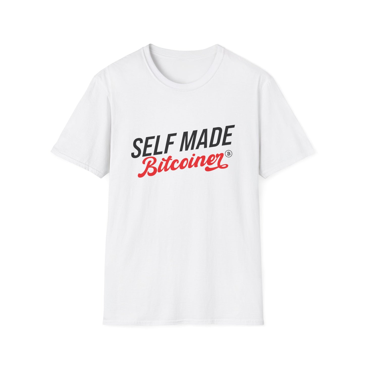 SELF MADE Bitcoiner white T-Shirt w HODL and Diamonds on back (Crypto Currency, Bitcoin)