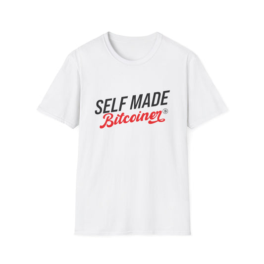 SELF MADE Bitcoiner white T-Shirt w HODL and Diamonds on back (Crypto Currency, Bitcoin)