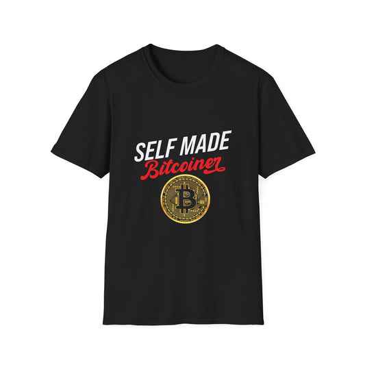 SELF MADE Bitcoiner Black T-Shirt w Bitcoin Logo & HODL with Diamonds on back (Crypto Currency, Bitcoin, Fathers Day, Hoodie)